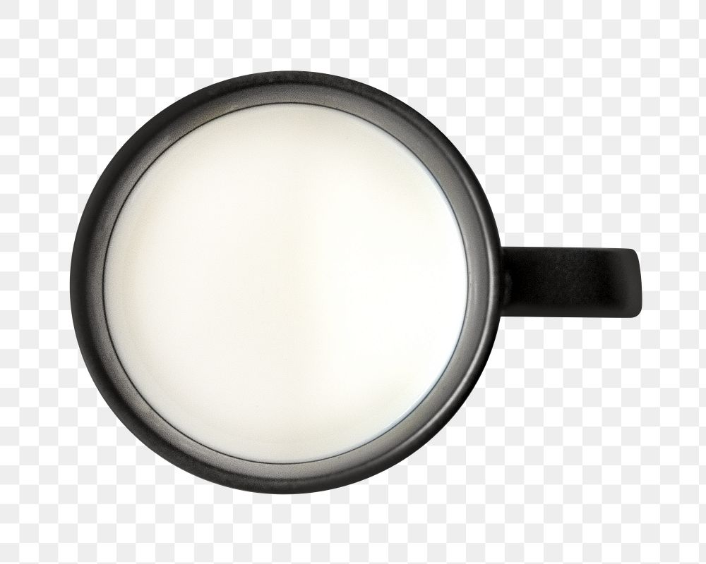 Png milk in mug, isolated object, transparent background