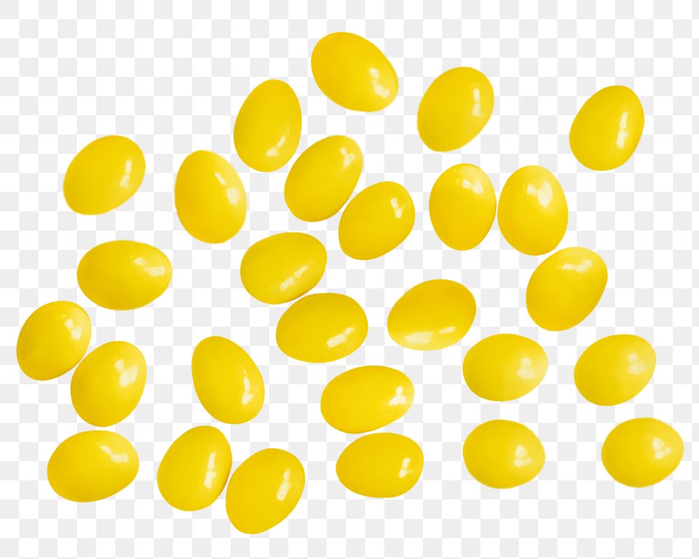 Yellow pills png collage element on transparent background