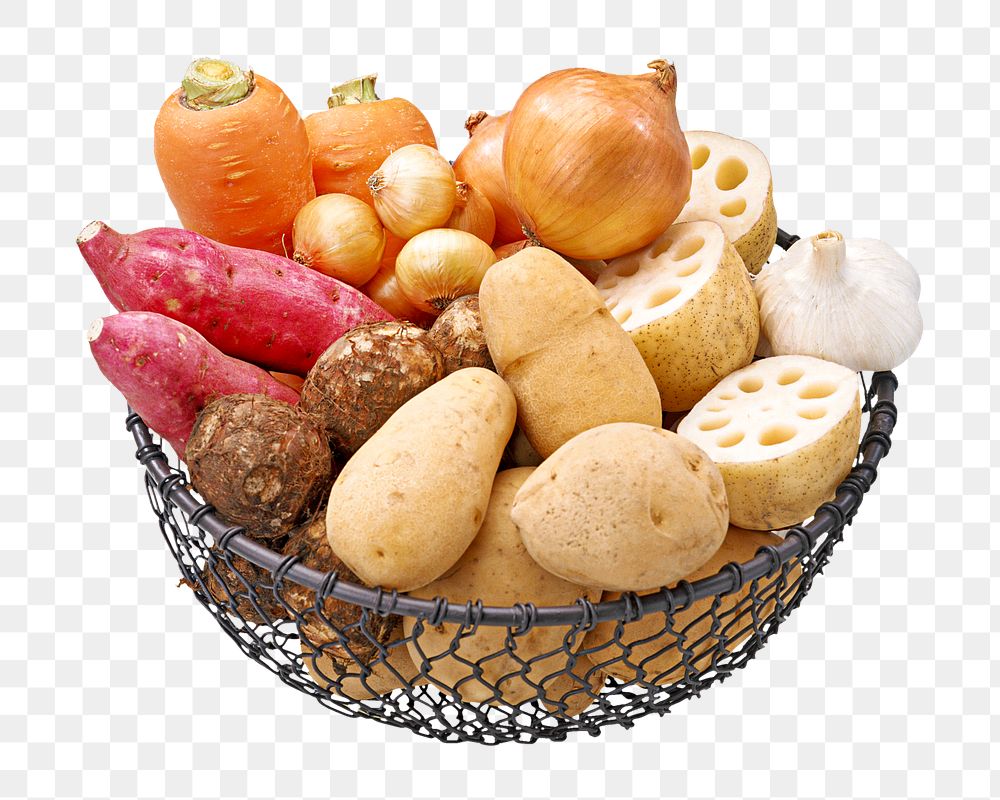 Fresh vegetables basket  png collage element, transparent background