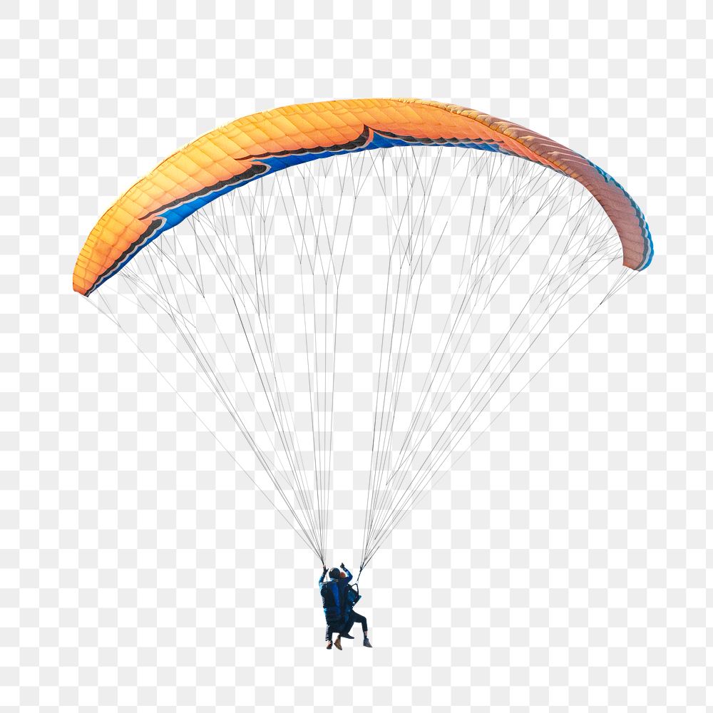 Person on paraglide png, transparent background