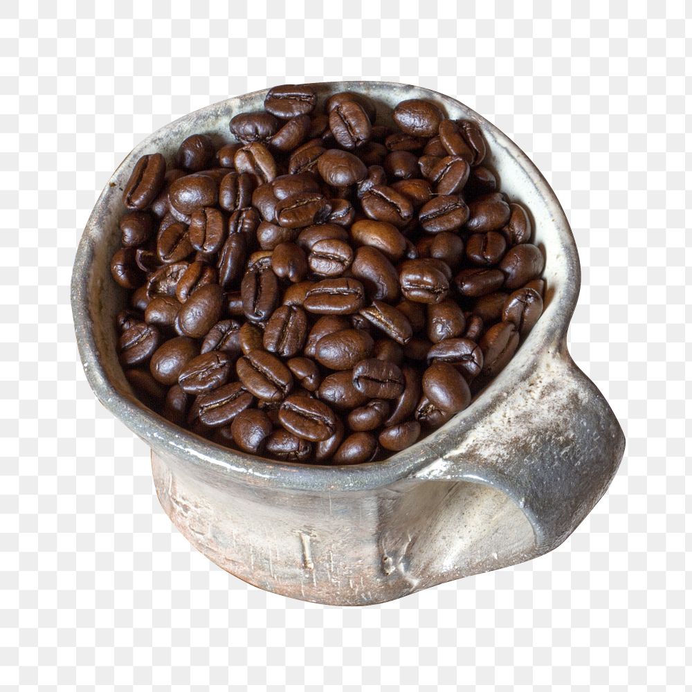 Roasted coffee beans png, transparent background