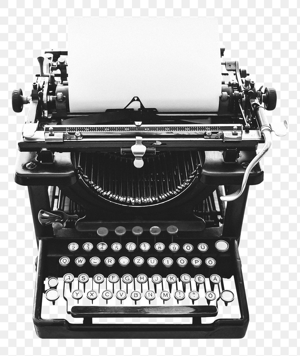 Black typewriter png, collage element, transparent background
