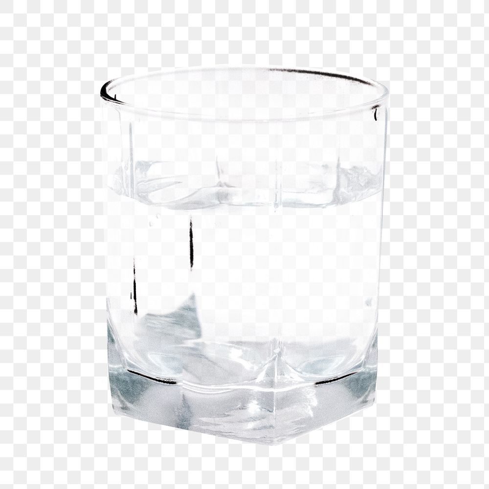 Water glass png collage element, transparent background