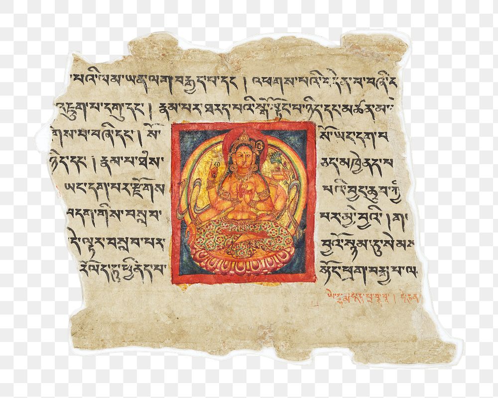 Prajnaparamita Sutra manuscript png transparent background. Remixed by rawpixel.