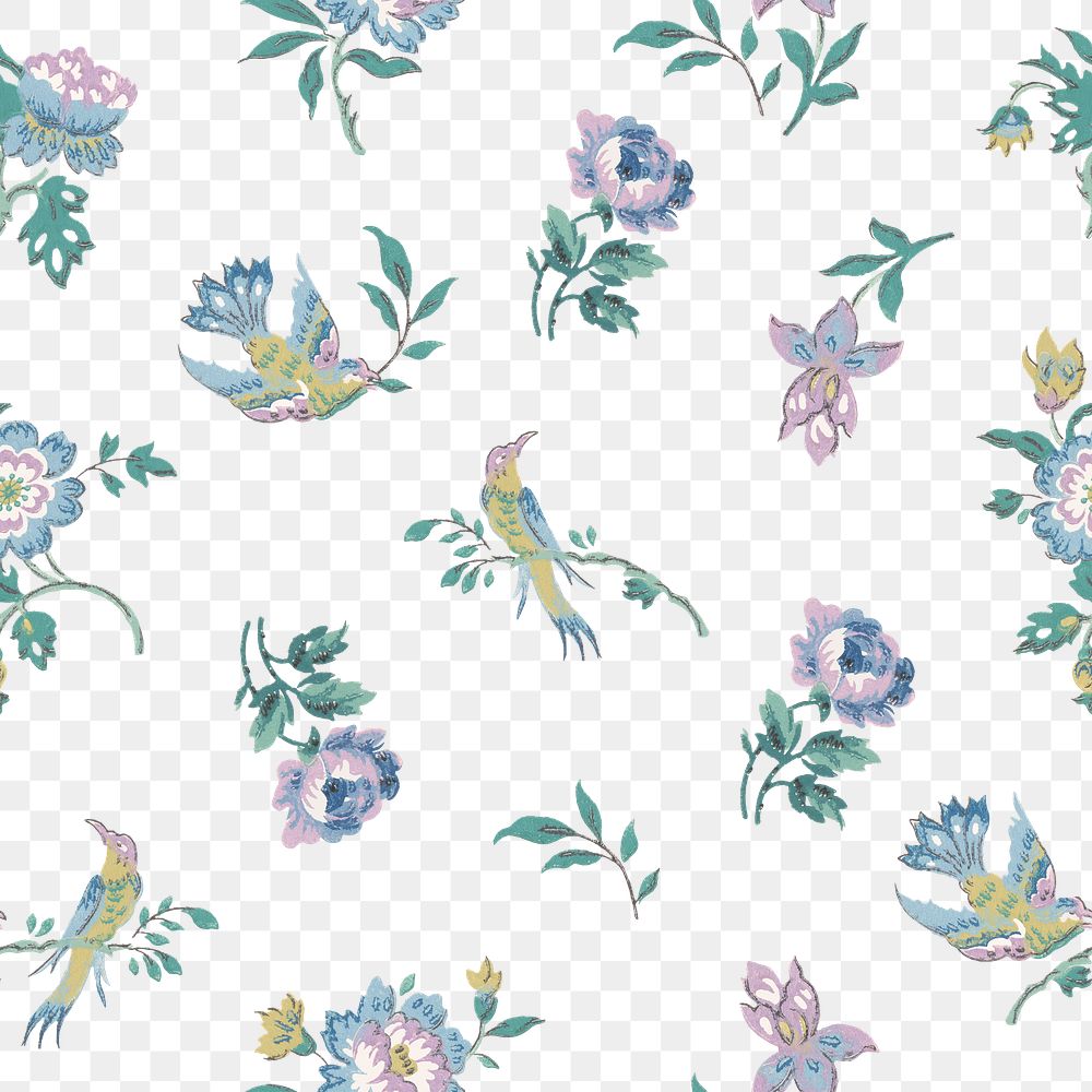 Png vintage flower pattern, transparent background. Remixed by rawpixel.