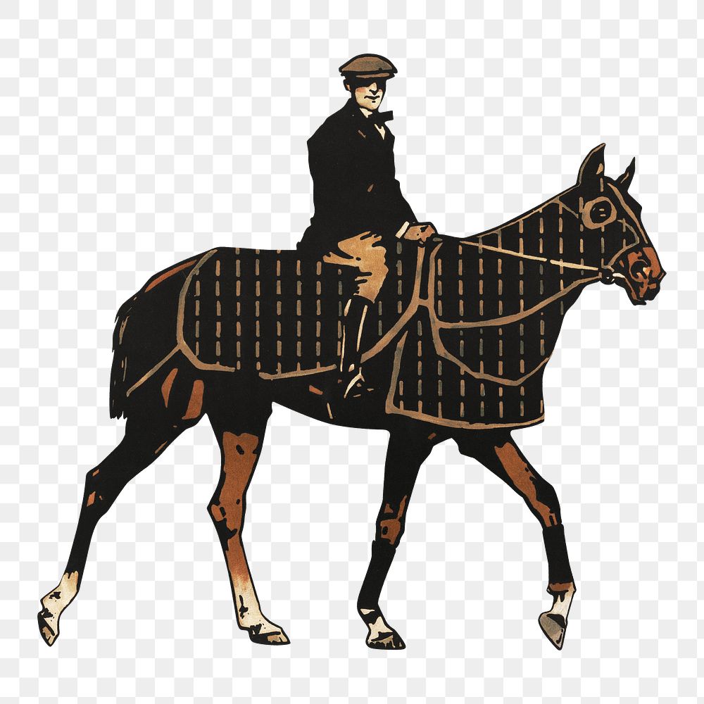 PNG Man on horse  illustration transparent background. Remixed by rawpixel.