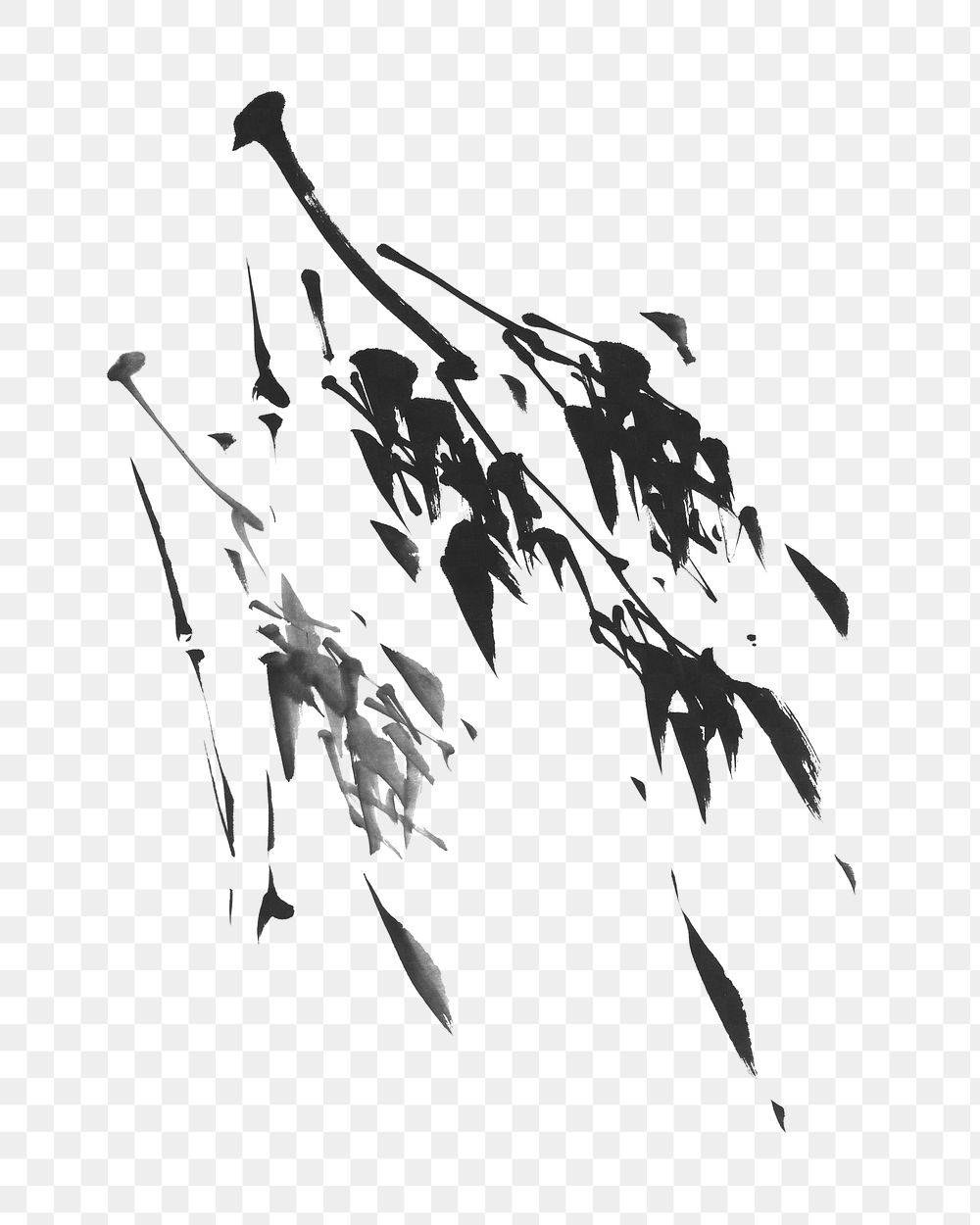 PNG Bamboo tree, vintage botanical illustration by Taihō Shōkon, transparent background.  Remixed by rawpixel. 