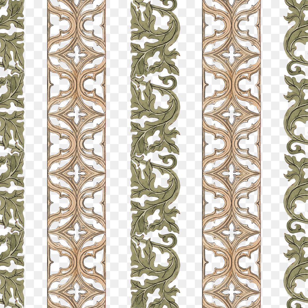 Ornamental leaf png pattern, vintage botanical illustration, transparent background.  Remixed by rawpixel. 