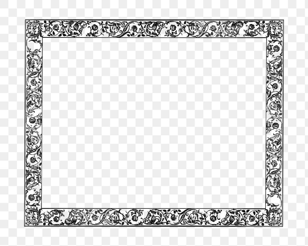 PNG Ornate frame, rectangle shape element, transparent background.  Remixed by rawpixel. 
