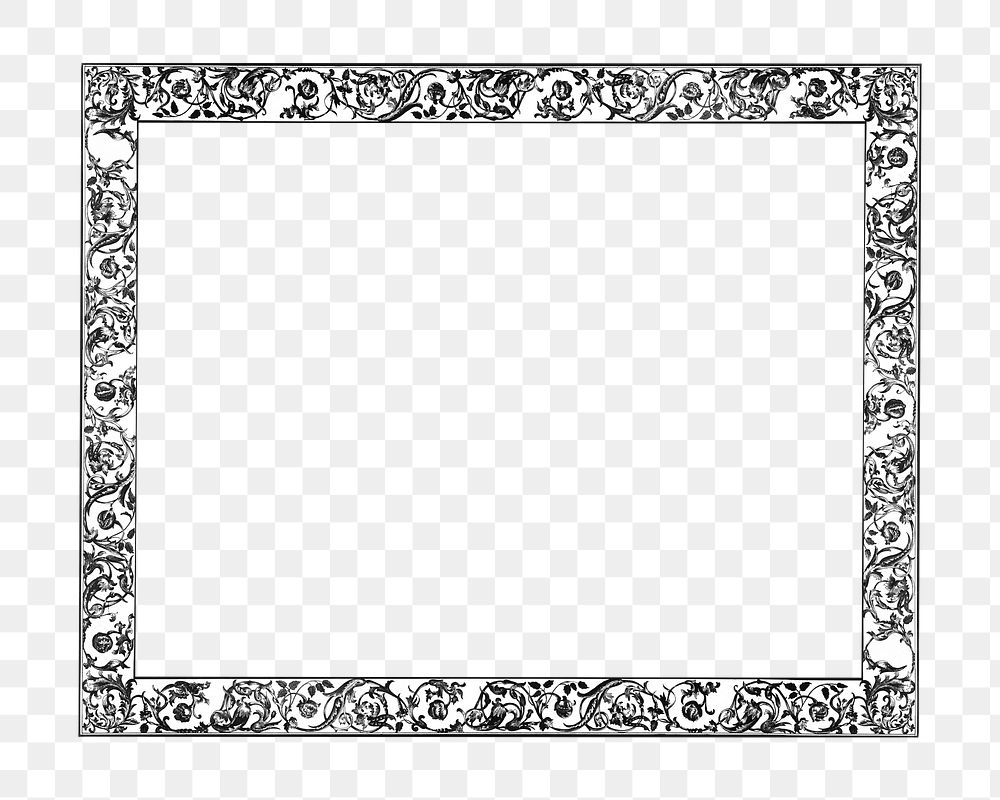 PNG Ornate frame, rectangle shape element, transparent background.  Remixed by rawpixel. 