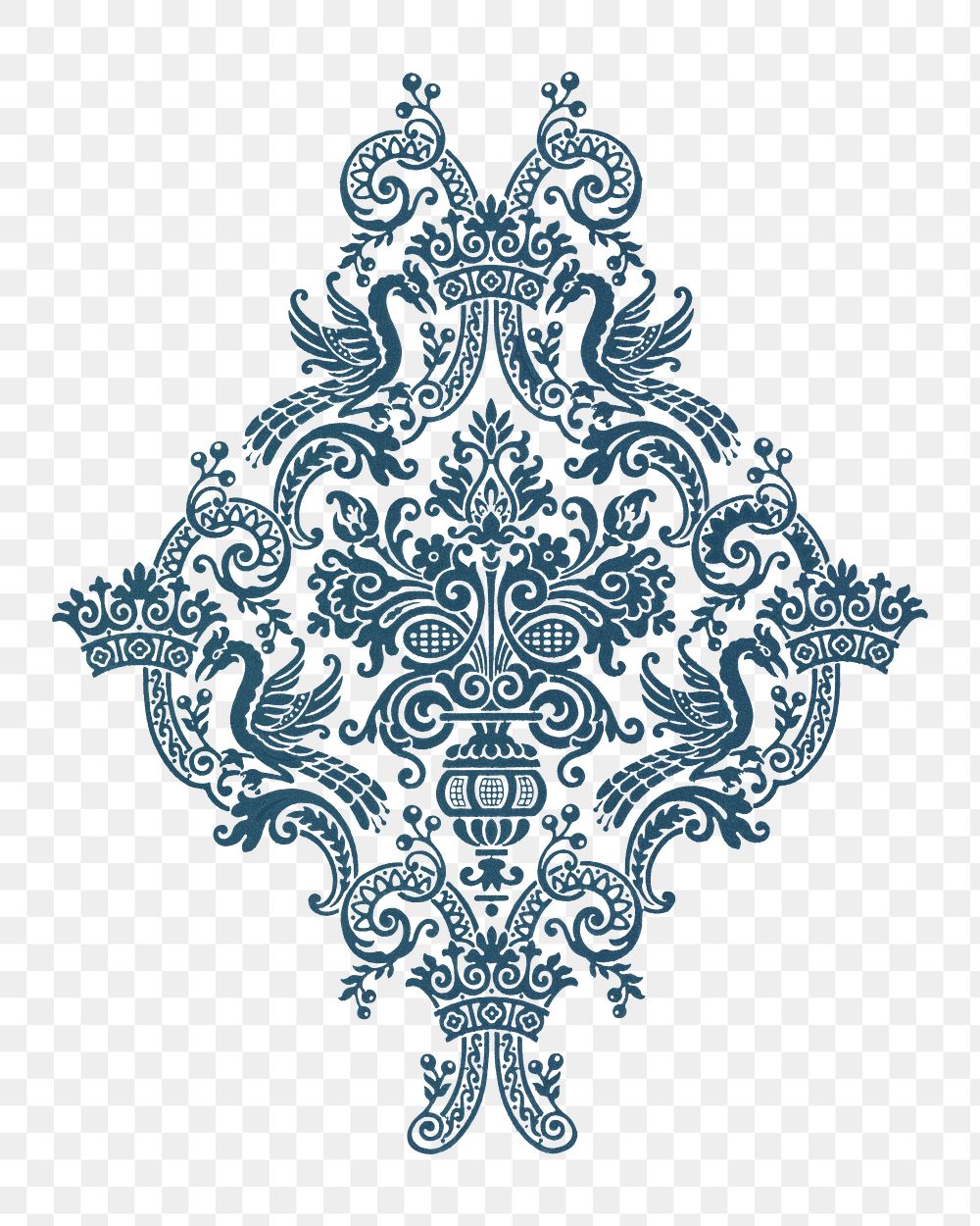 PNG Ornate floral, decorative element illustration, transparent background.  Remixed by rawpixel. 