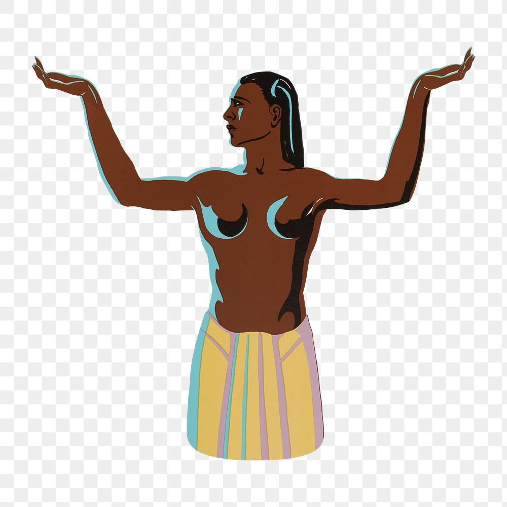 PNG African woman dancing, vintage illustration by Robert Savon Pious, transparent background.  Remixed by rawpixel. 