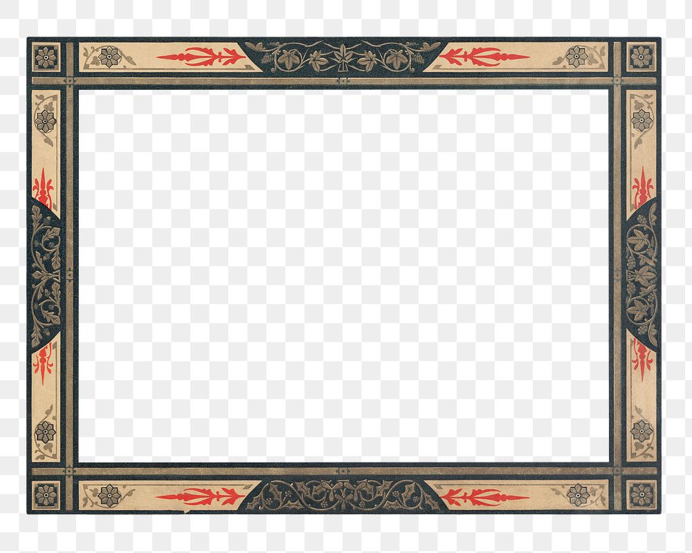 PNG Vintage frame, rectangle design by J. Absolon, transparent background.  Remixed by rawpixel. 
