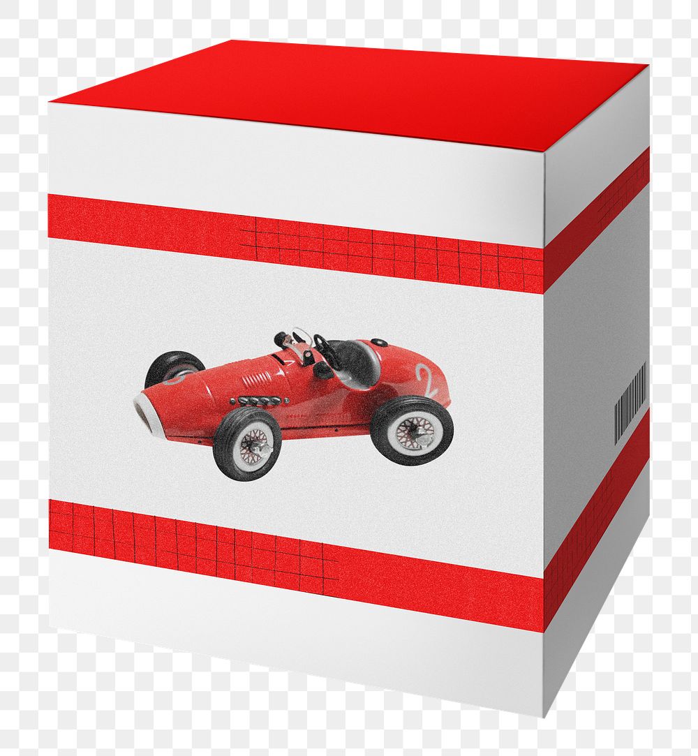 Toy car box png product packaging, transparent background