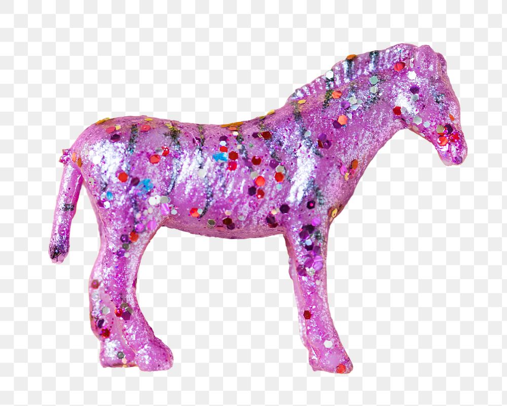 Png pink glittery horse, isolated object, transparent background