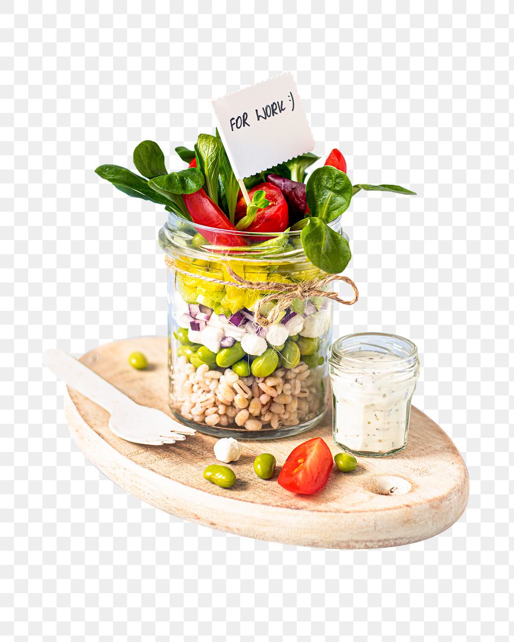 Salad jar png, healthy food, transparent background