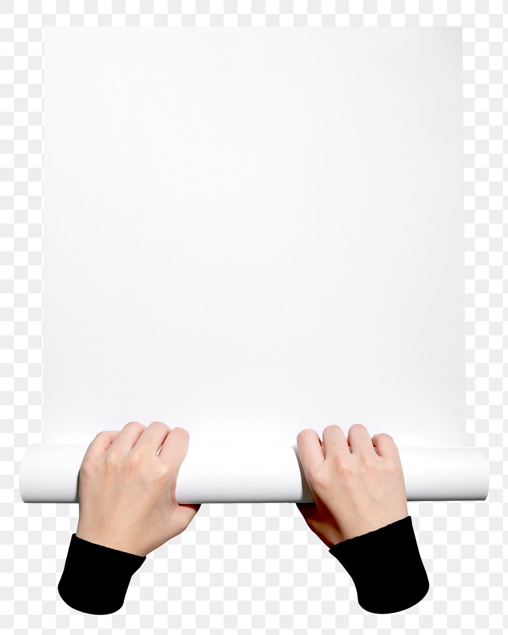 PNG White paper stationery, held by hand transparent background