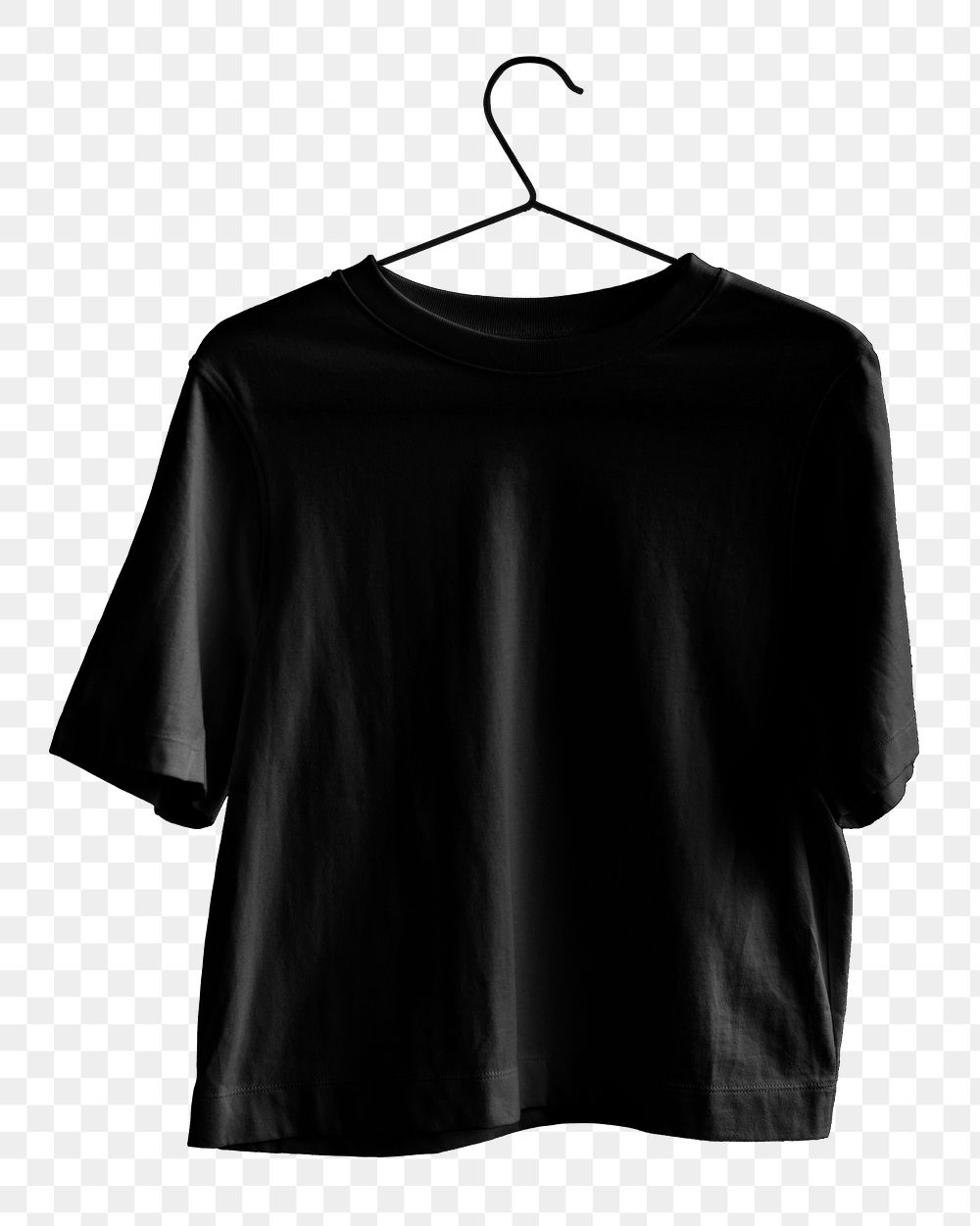 PNG Black t-shirt on hanger transparent background