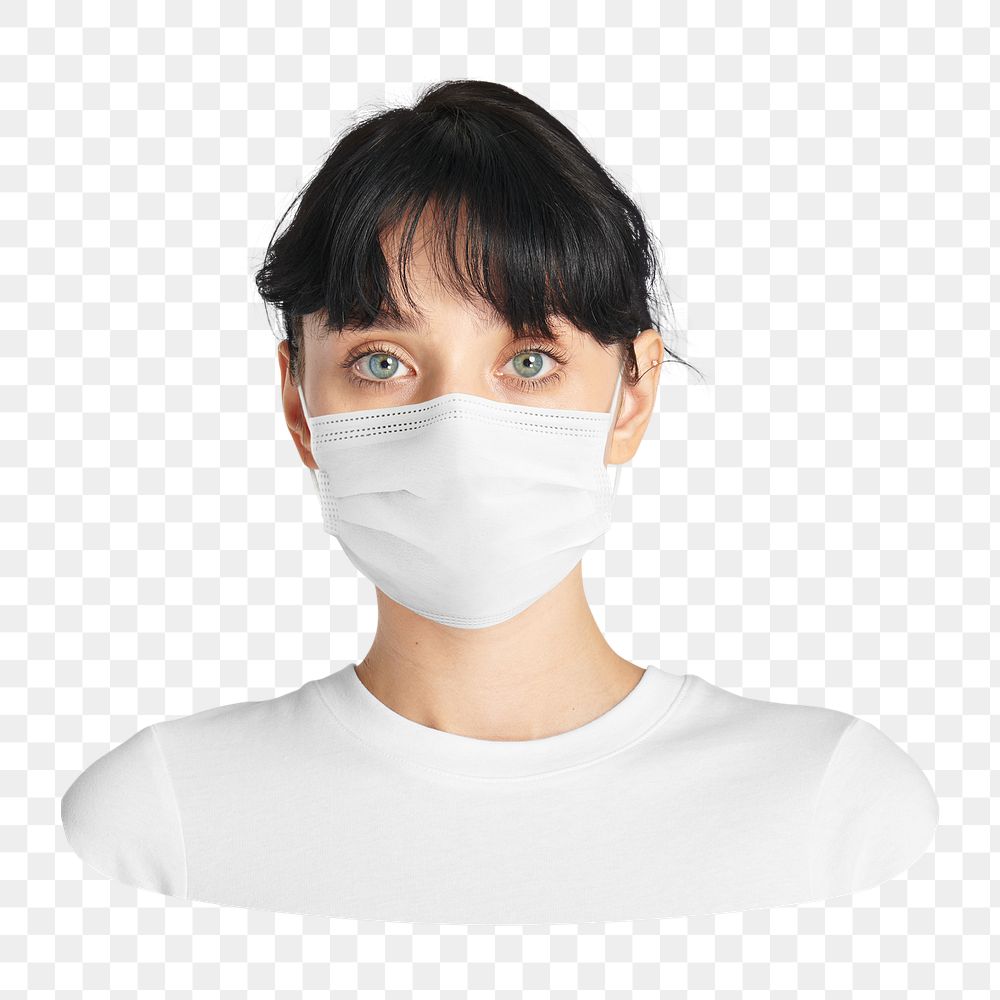 Woman wearing mask png, transparent background