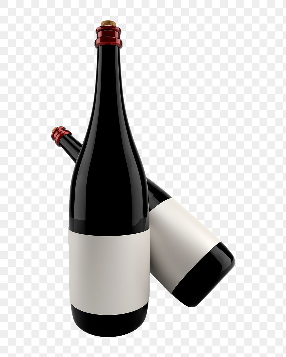 Wine bottle png blank label, transparent background