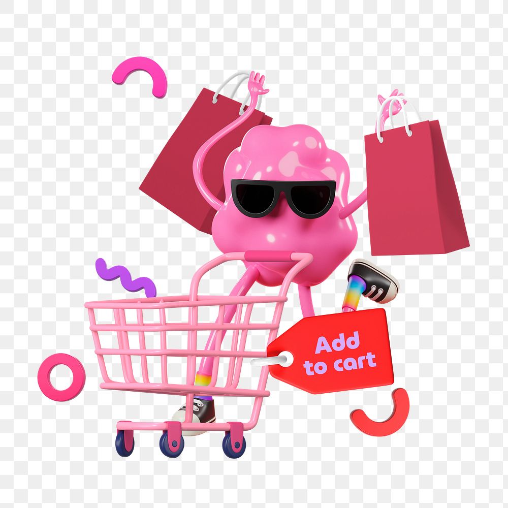Add to cart png word sticker, mixed media design, transparent background