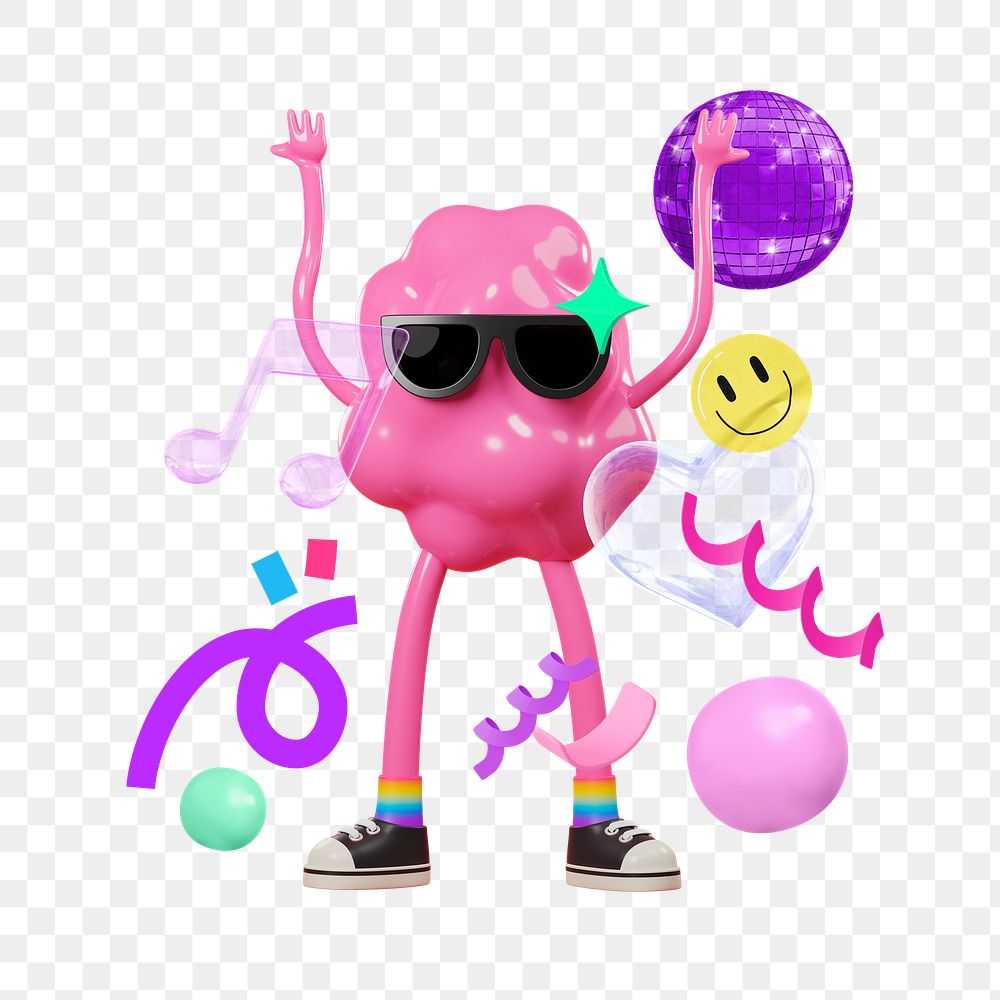 Funky bubblegum png sticker, mixed media transparent background