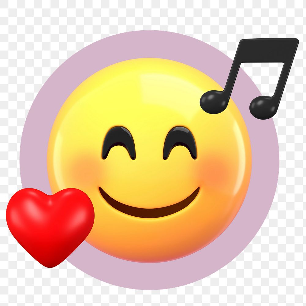 Music 3D png emoticon sticker, transparent background