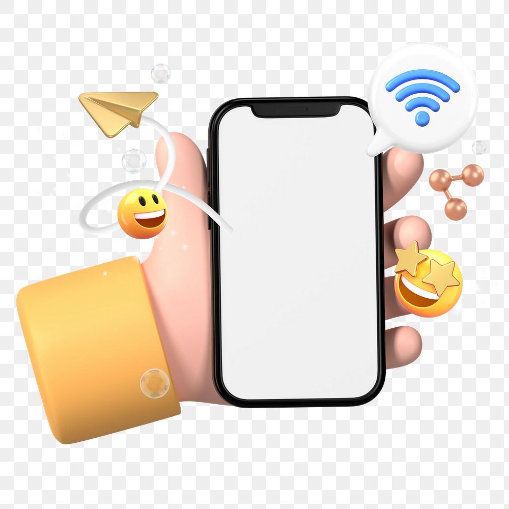 Wifi network 3D png emoticon sticker, transparent background