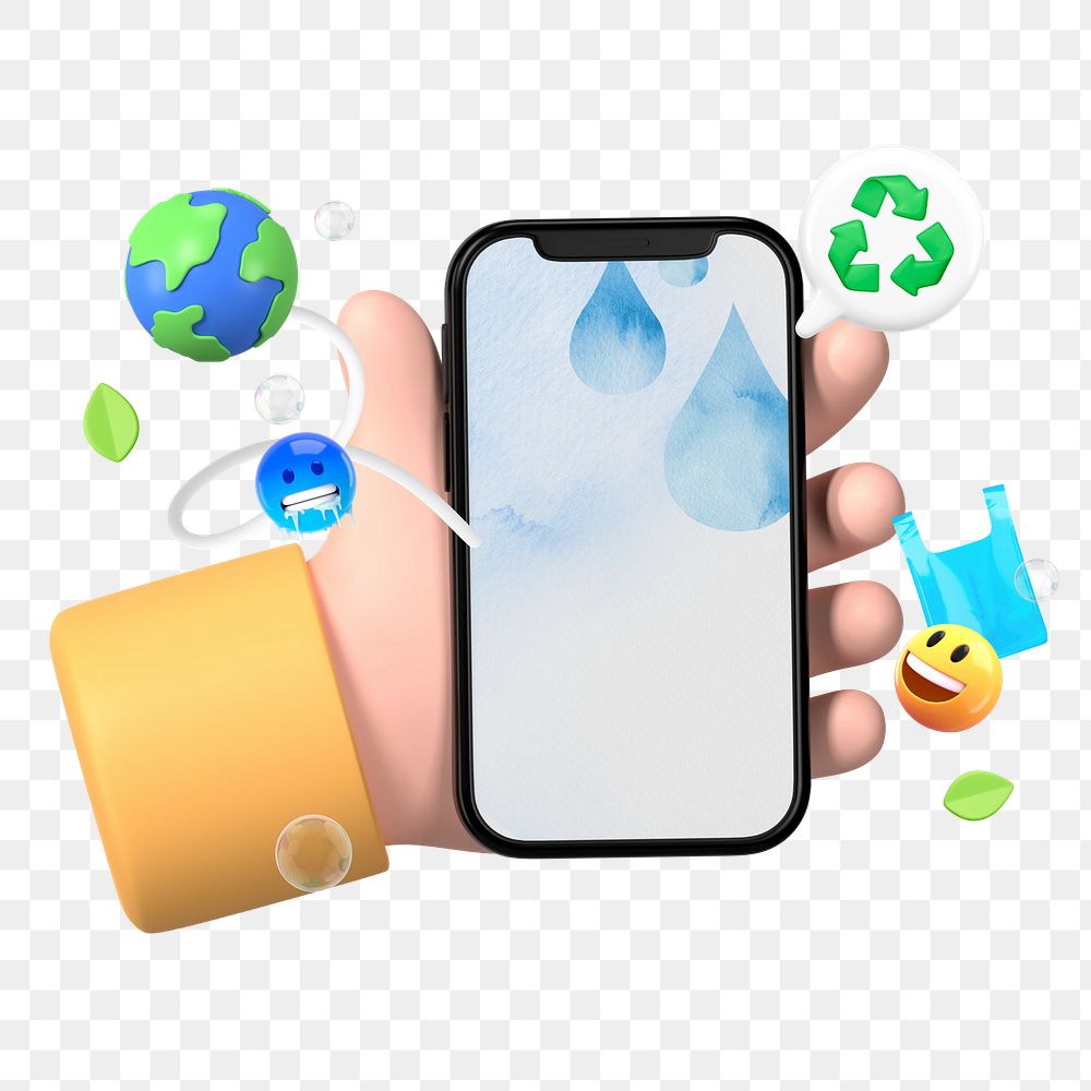 3D hand png environment awareness sticker, transparent background