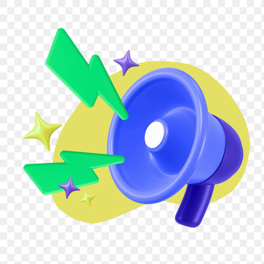 3D megaphone png sticker, campaign announcement graphic, transparent background