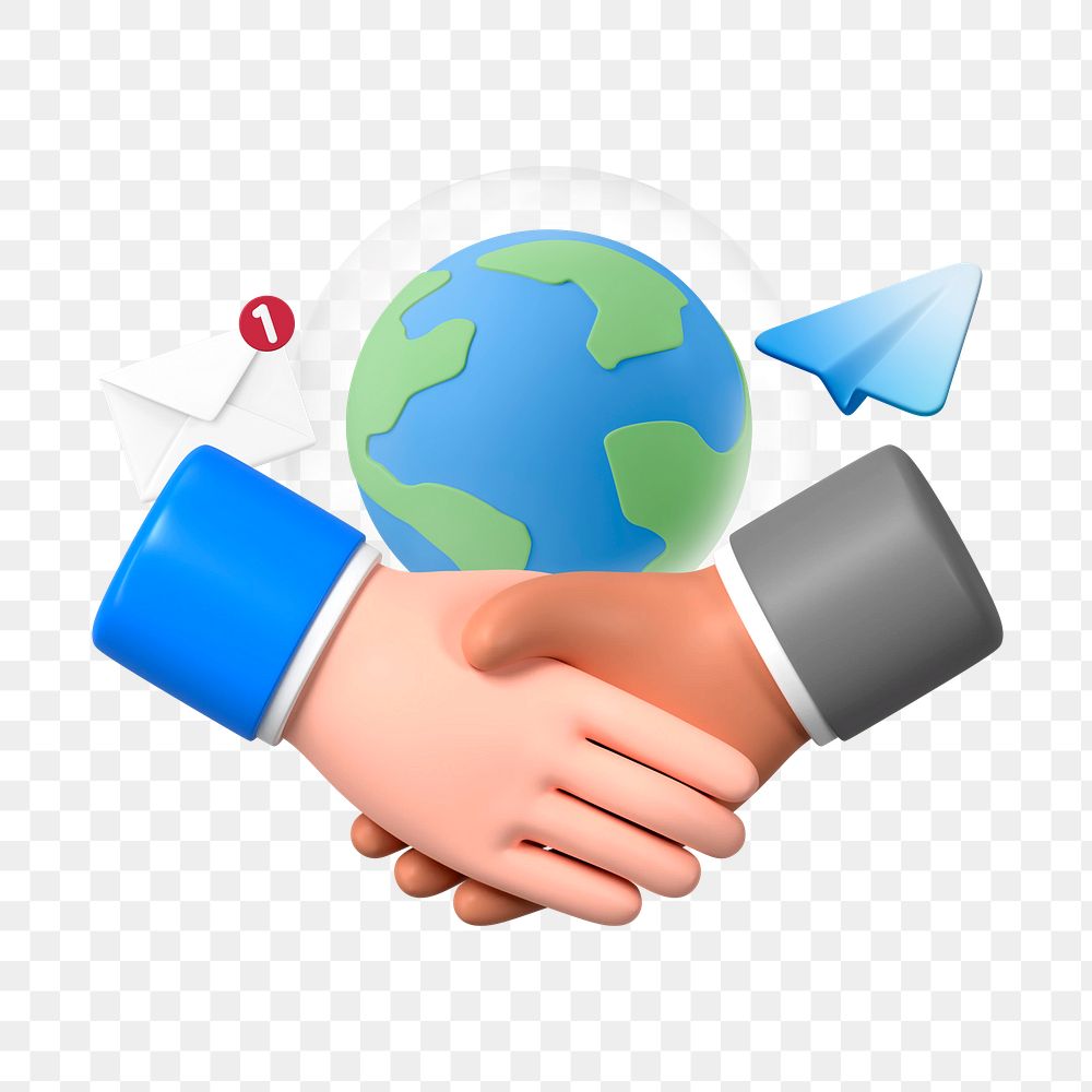 International business partnership png sticker, 3D graphic, transparent background