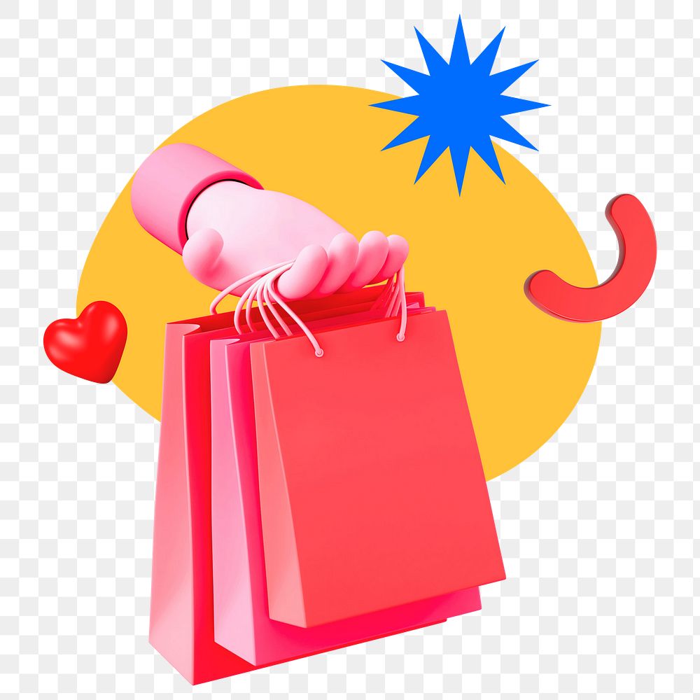 Shopping bag png sticker, colorful remix, transparent background 