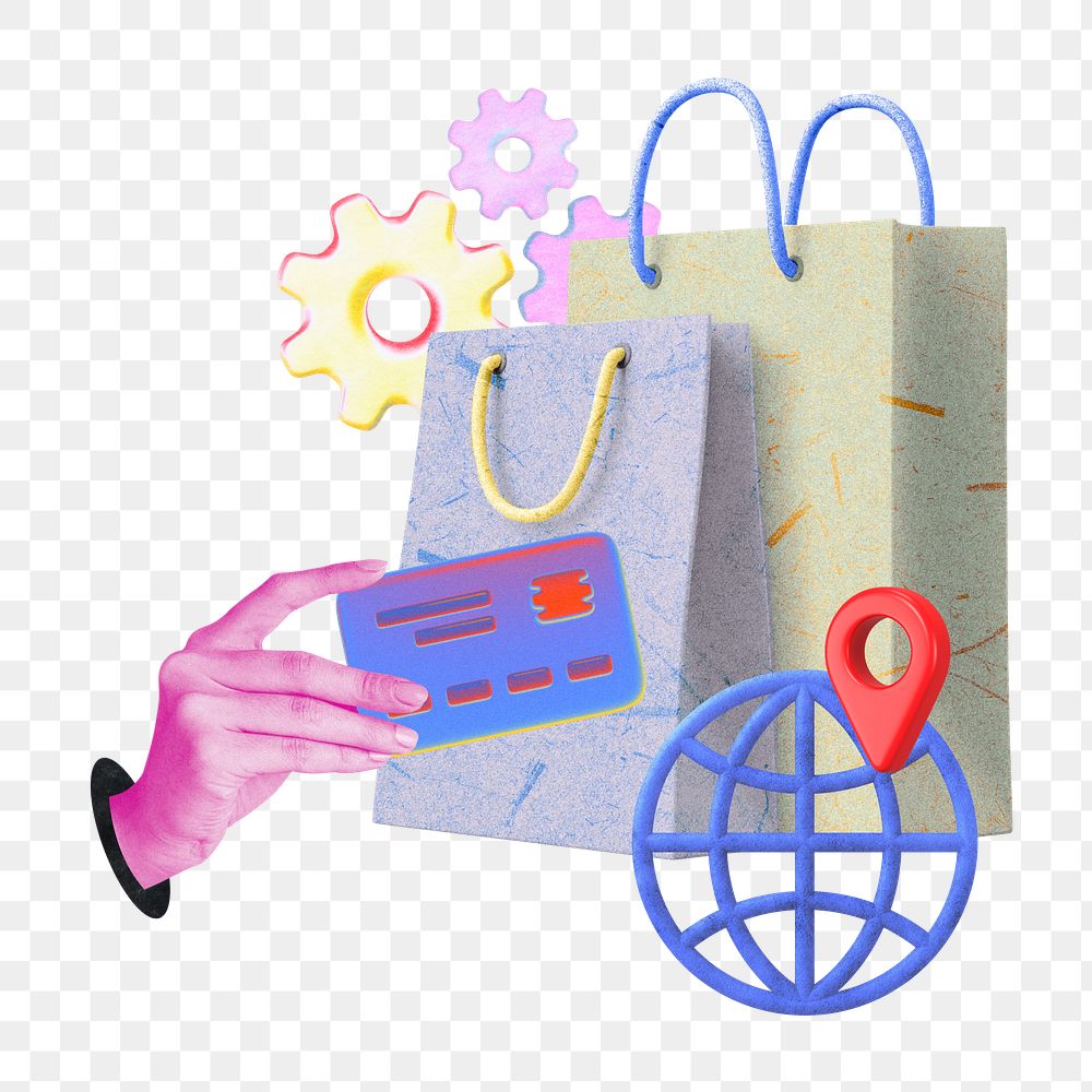 Online shopping png sticker, credit card finance remix, transparent background