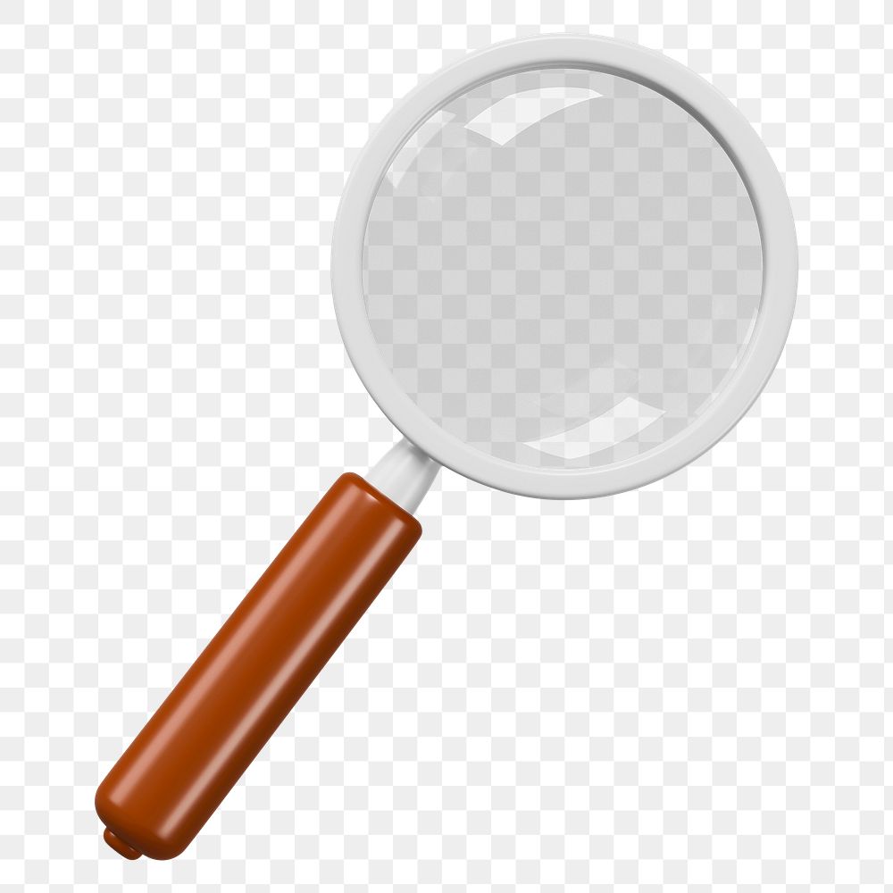 Magnifying glass png 3D element, transparent background