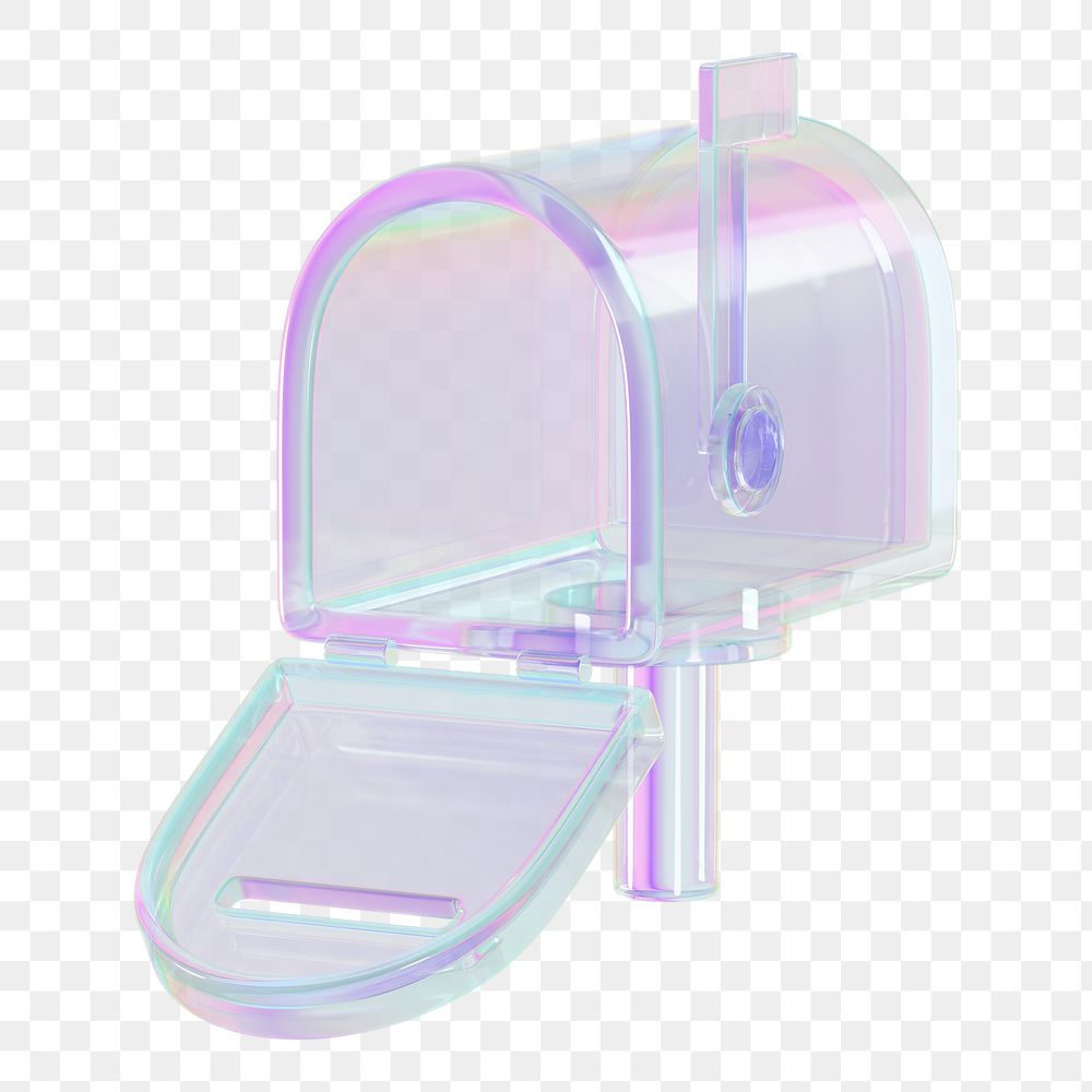 Iridescent mailbox png 3D element, transparent background