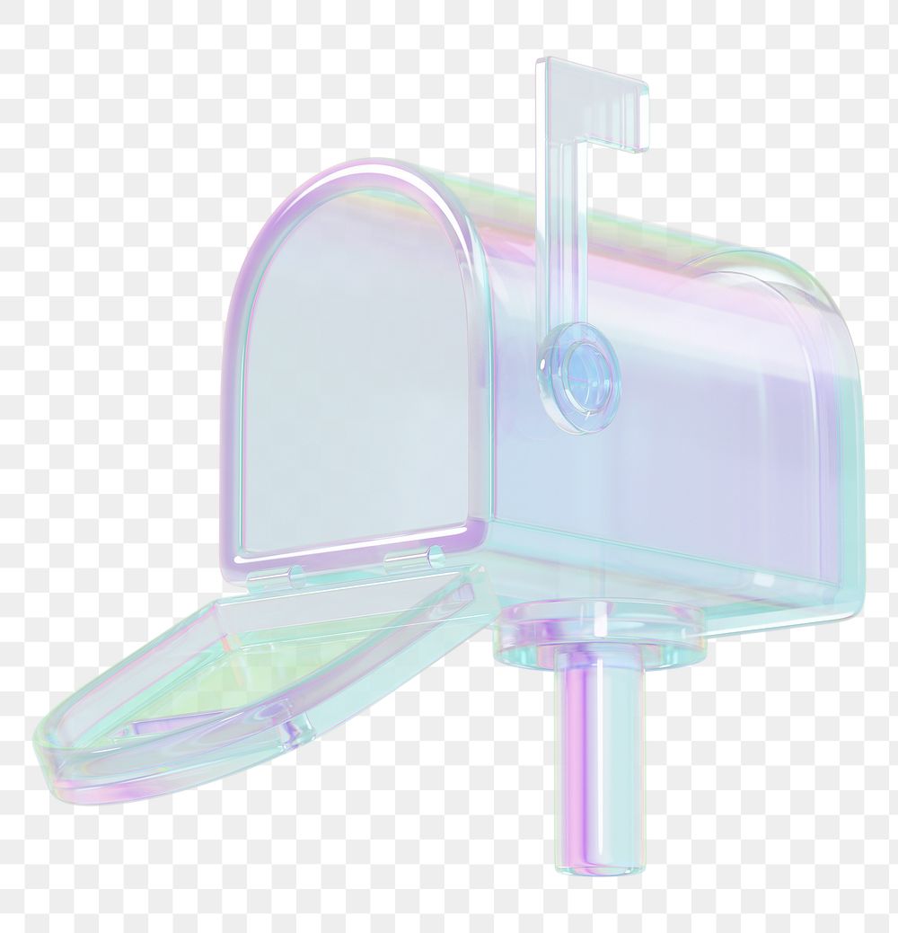 Iridescent mailbox png 3D element, transparent background