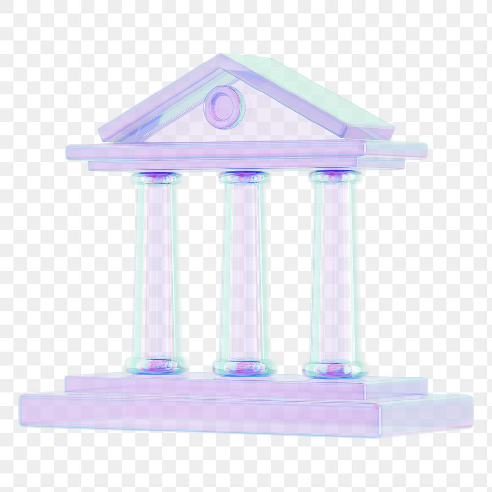 Holographic courthouse building png 3D architecture, transparent background