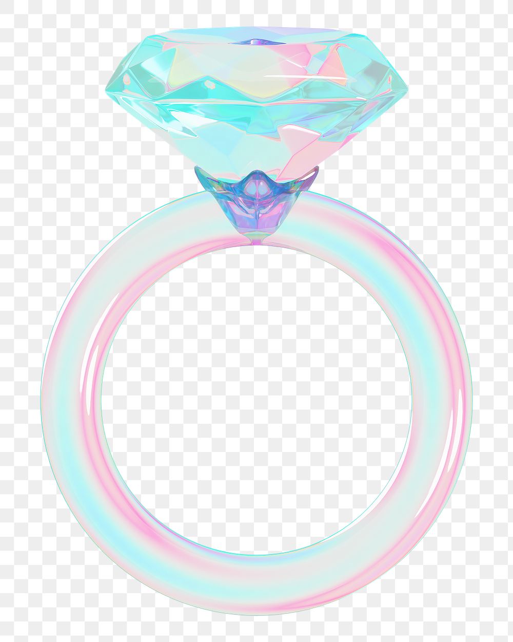 Holographic diamond ring png 3D jewelry, transparent background