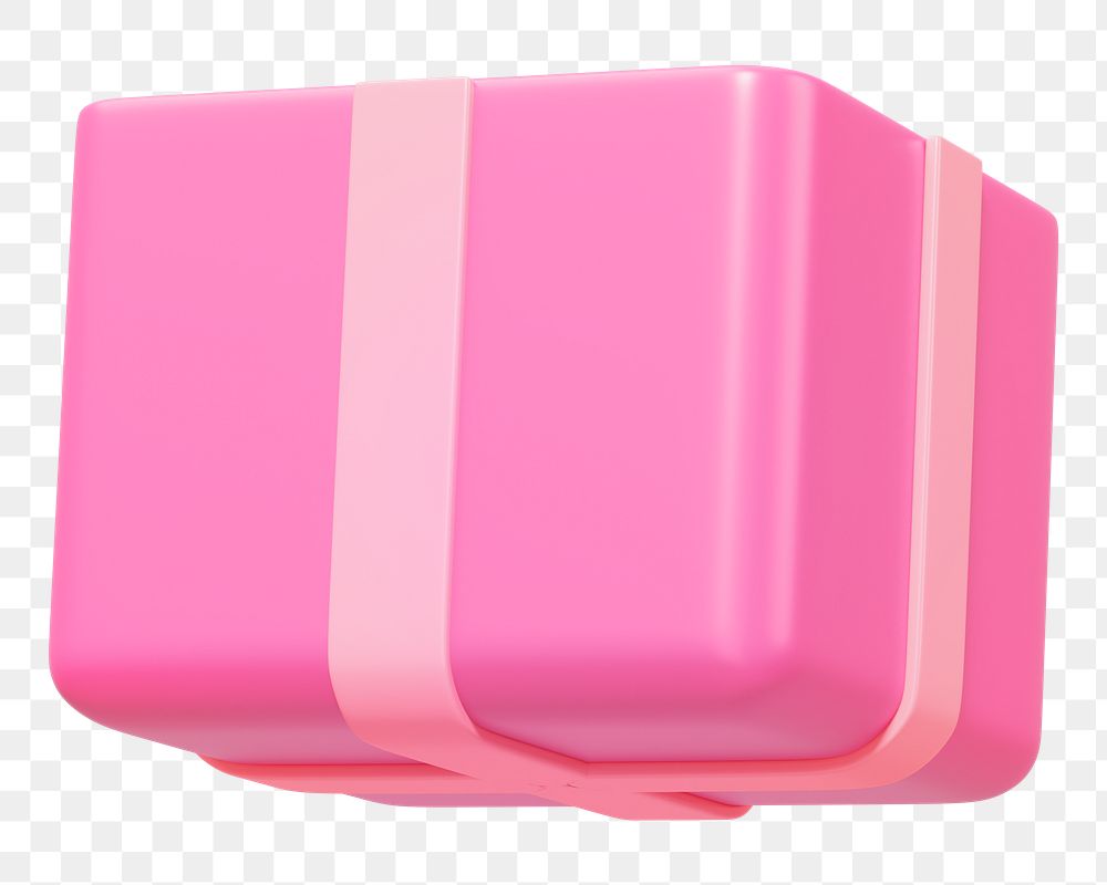 Pink gift box png 3D element, transparent background