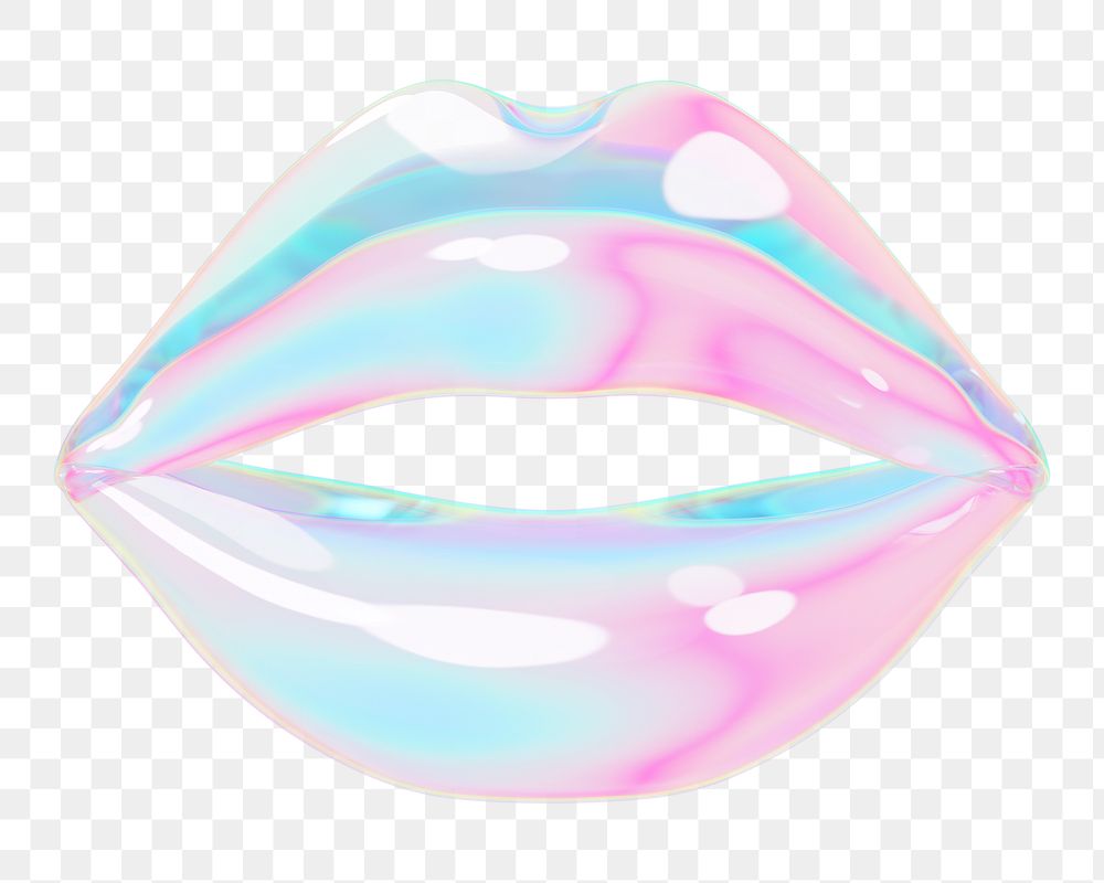 Iridescent woman's lips png 3D element, transparent background