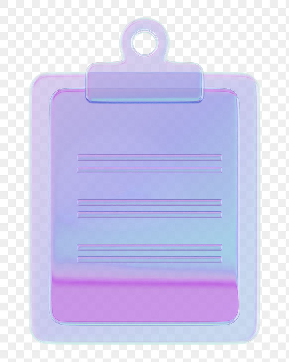 Iridescent clipboard paper png 3D, transparent background