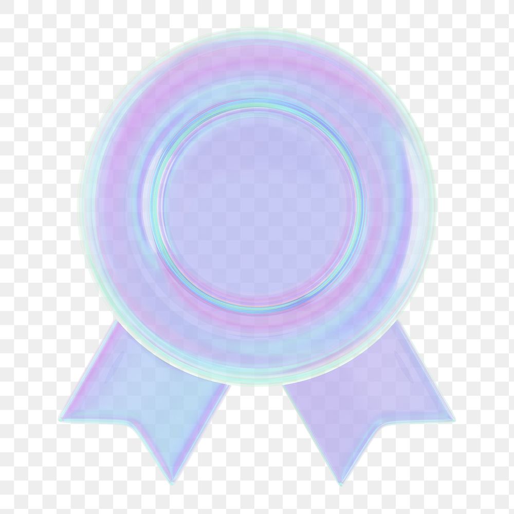 Iridescent winner badge png 3D, transparent background