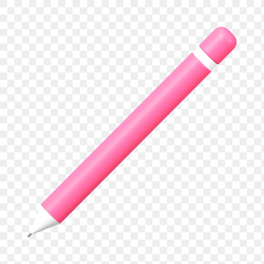 3D pink pencil png, transparent background