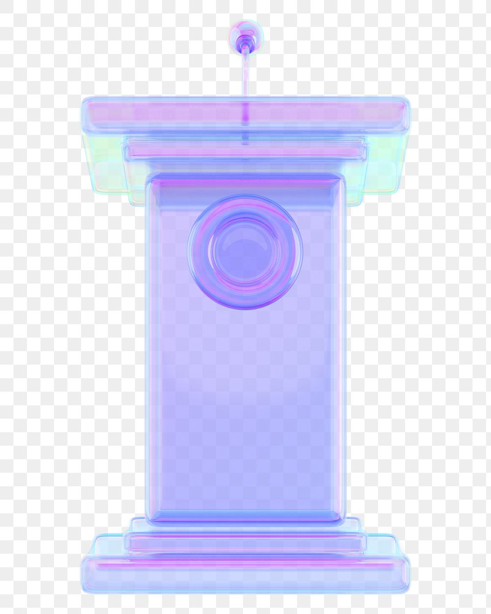Iridescent speaker podium png 3D, transparent background