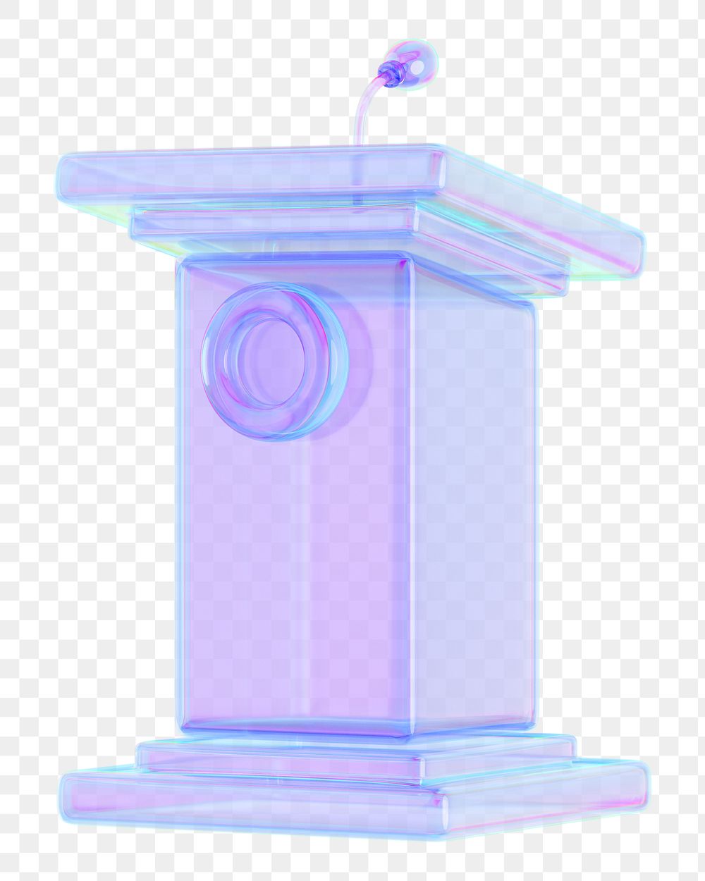 Iridescent speaker podium png 3D, transparent background