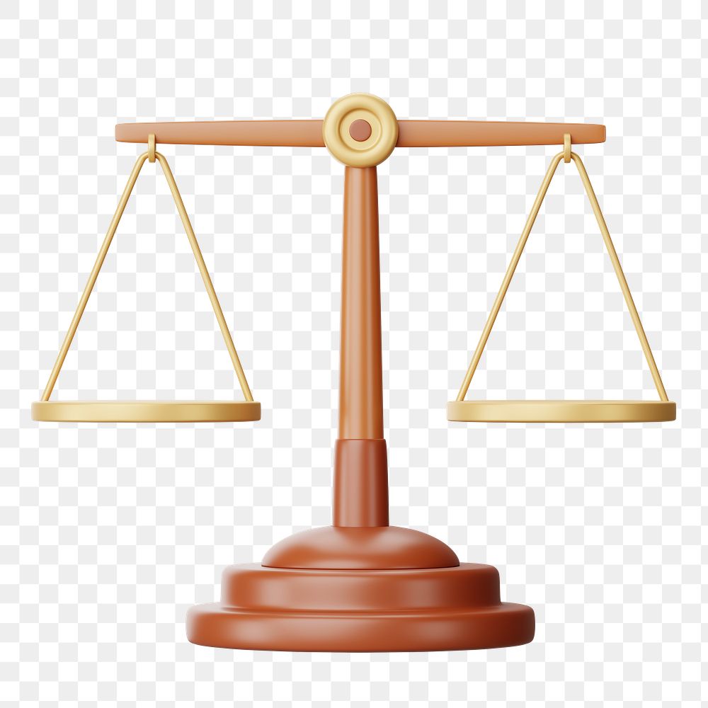 Scale of Justice png 3D element, transparent background