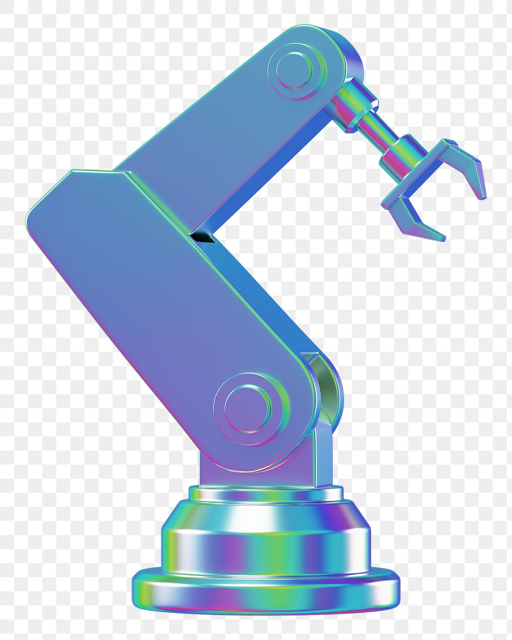 PNG 3D holographic  factory robot, element illustration, transparent background