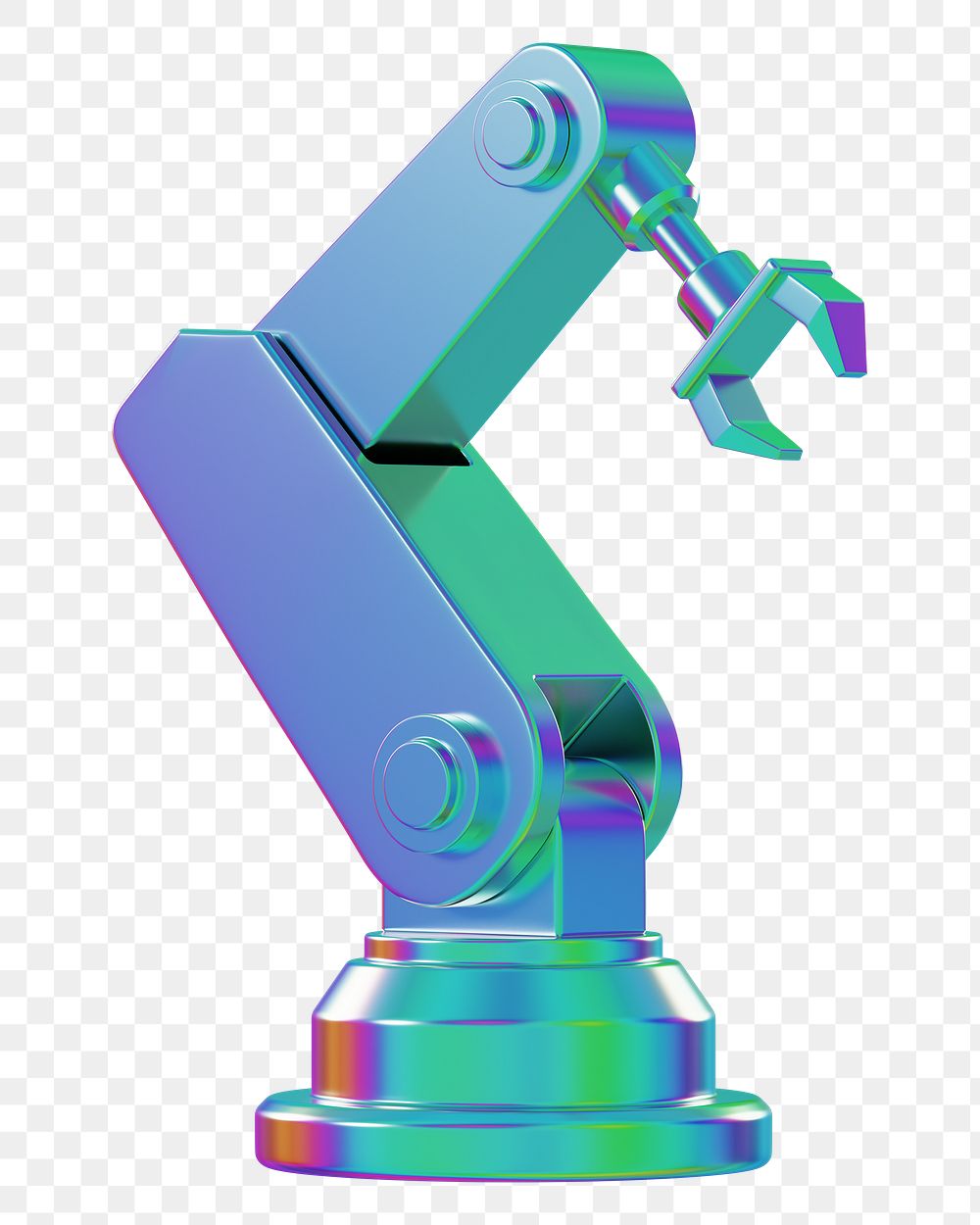 PNG 3D holographic factory robot, element illustration, transparent background