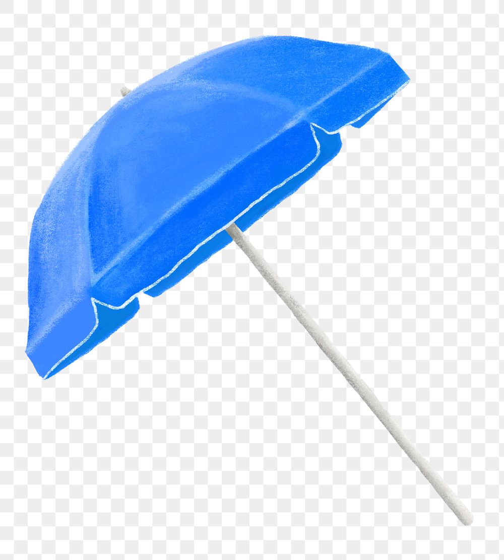 Blue beach umbrella png, transparent background