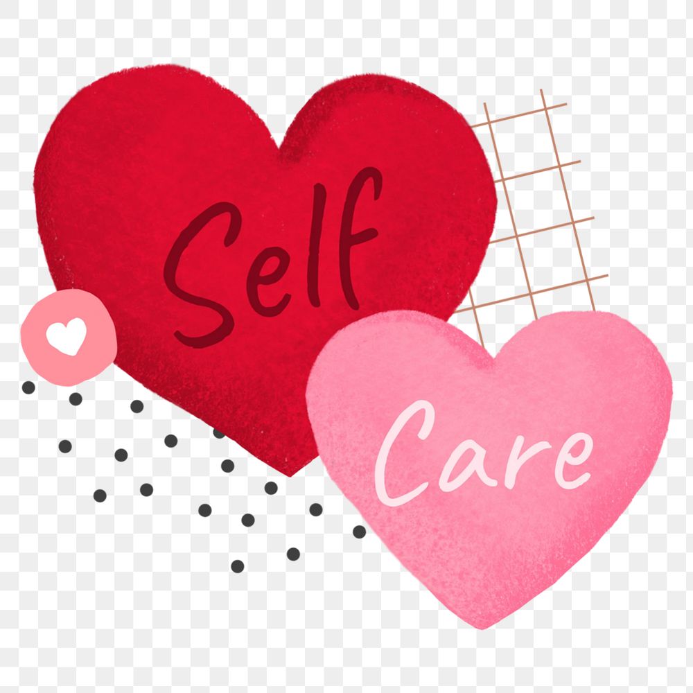 Self-care hearts  png sticker, transparent background